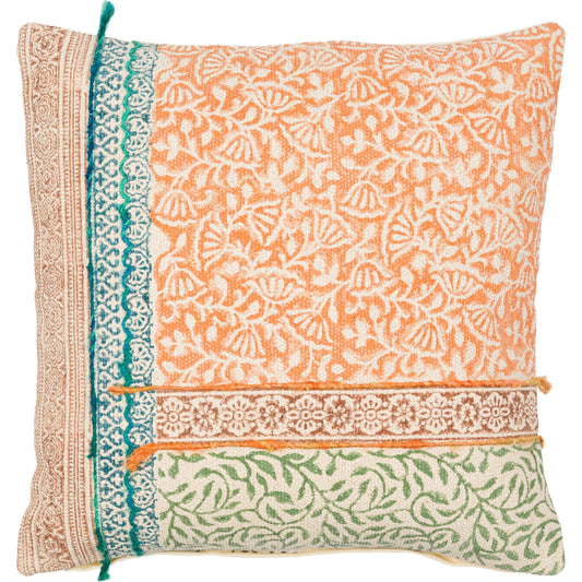 Sanga Pillow - 23884 by Livabliss in light beige, orange. Made from 95% cotton, 5% viscose, 100% cotton in a cottage & farmhouse style.