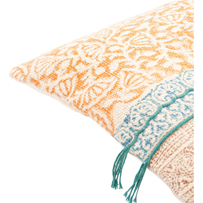 Sanga Pillow - 23884 by Livabliss in light beige, orange. Made from 95% cotton, 5% viscose, 100% cotton in a cottage & farmhouse style.