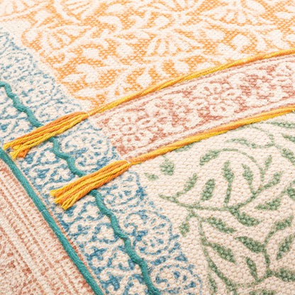 Sanga Pillow - 23884 by Livabliss in light beige, orange. Made from 95% cotton, 5% viscose, 100% cotton in a cottage & farmhouse style.