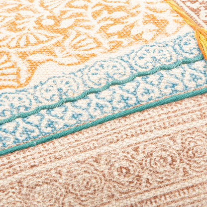 Sanga Pillow - 23884 by Livabliss in light beige, orange. Made from 95% cotton, 5% viscose, 100% cotton in a cottage & farmhouse style.