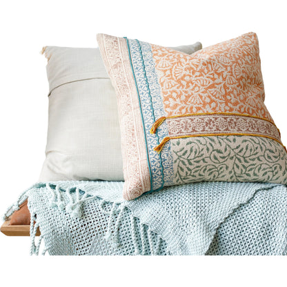 Sanga Pillow - 23884 by Livabliss in light beige, orange. Made from 95% cotton, 5% viscose, 100% cotton in a cottage & farmhouse style.