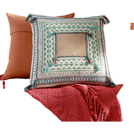 Sanga Pillow - 26119 by Livabliss in light beige, tan. Made from 93% cotton, 7% viscose, 100% cotton in a eclectic & global style.