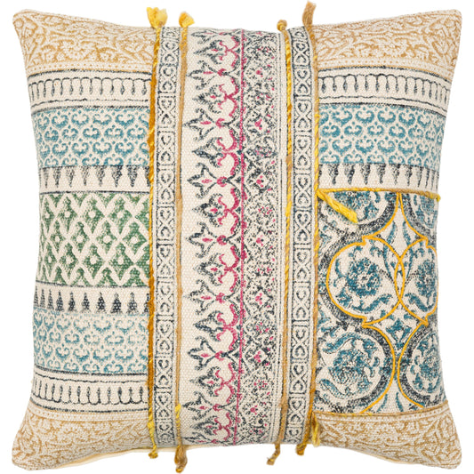 Sanga Pillow - 13764 by Livabliss in ink blue, light beige. Made from 93% cotton, 7% viscose, 100% cotton in a eclectic & global style.