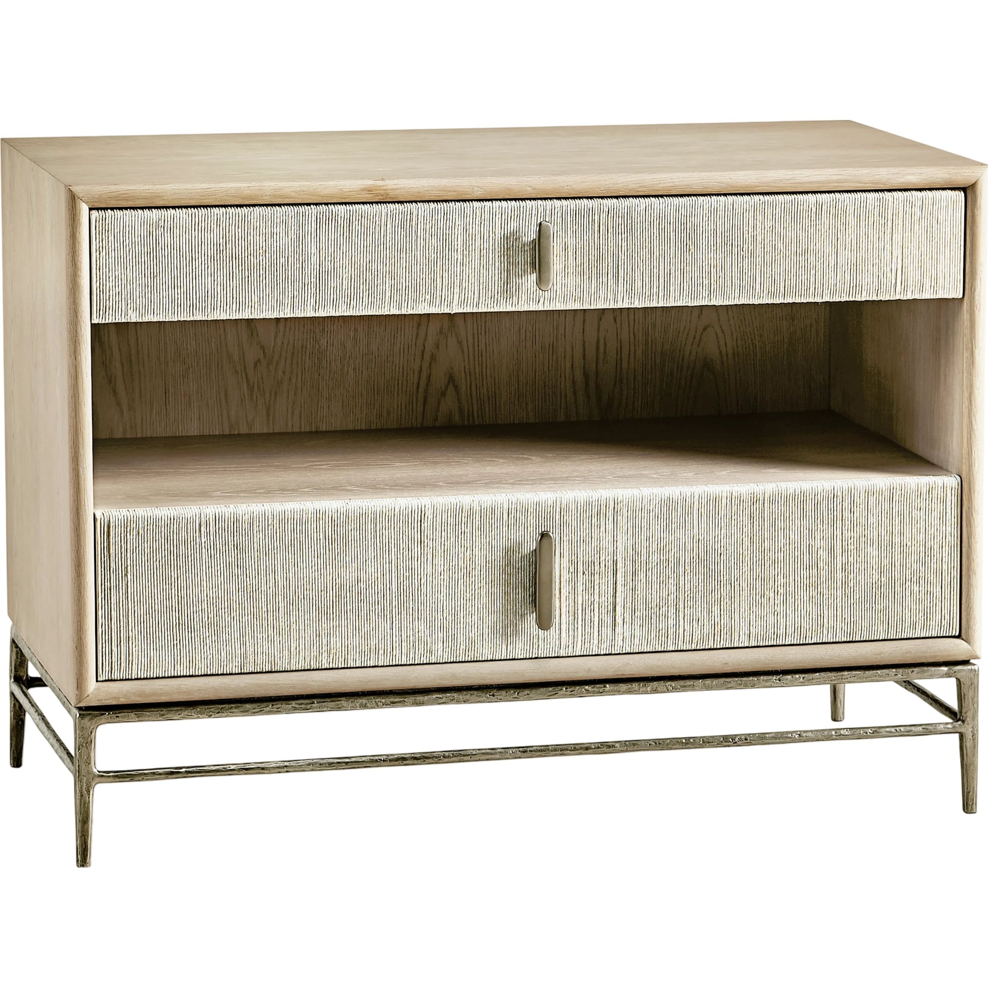 Water Clapotis Danish Cord Nightstand by Jonathan Charles in bleached oak. Made from oak, danish cord, metal in a transitional style.