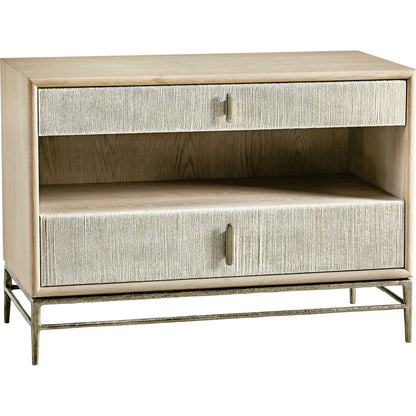 Water Clapotis Danish Cord Nightstand by Jonathan Charles in bleached oak. Made from oak, danish cord, metal in a transitional style.