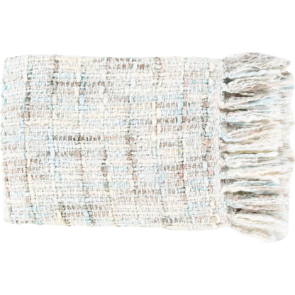Saugatuck - 19381 by Surya in ivory, pale blue. Made from 95% acrylic, 5% polyester in a cottage & farmhouse style.