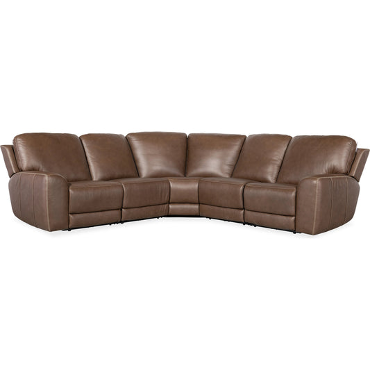 Torres 5 Piece Sectional by Hooker Furniture in sorrento mocha. Made from leather, sorrento mocha (semi-aniline top grain with splits) in a traditional style.
