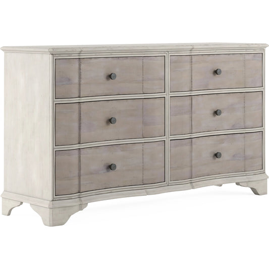 Alcove Dresser by A.R.T. Furniture in belgian ivory, washed maple. Made from acacia solids, maple veneers, metal in a traditional style.