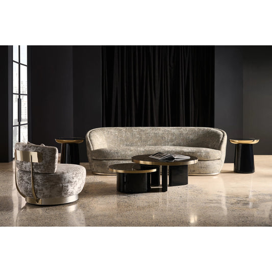 Nebula Sofa by Caracole in charcoal leaf. Made from birch in a unique style.