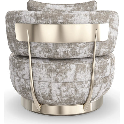 Celeste Swivel Chair by Caracole in whisper of gold, charcoal leaf. Made from birch, metal in a modern style.