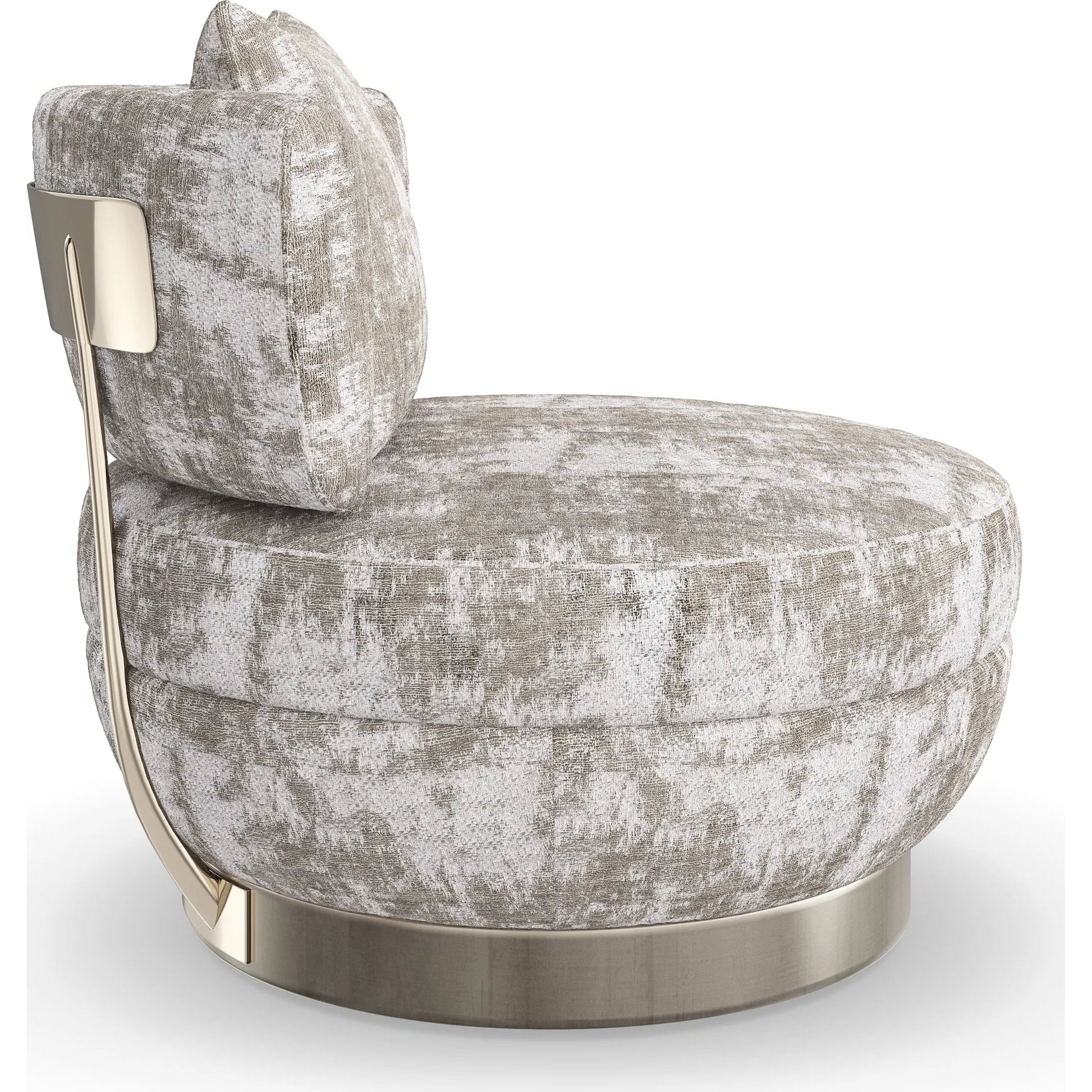 Celeste Swivel Chair by Caracole in whisper of gold, charcoal leaf. Made from birch, metal in a modern style.