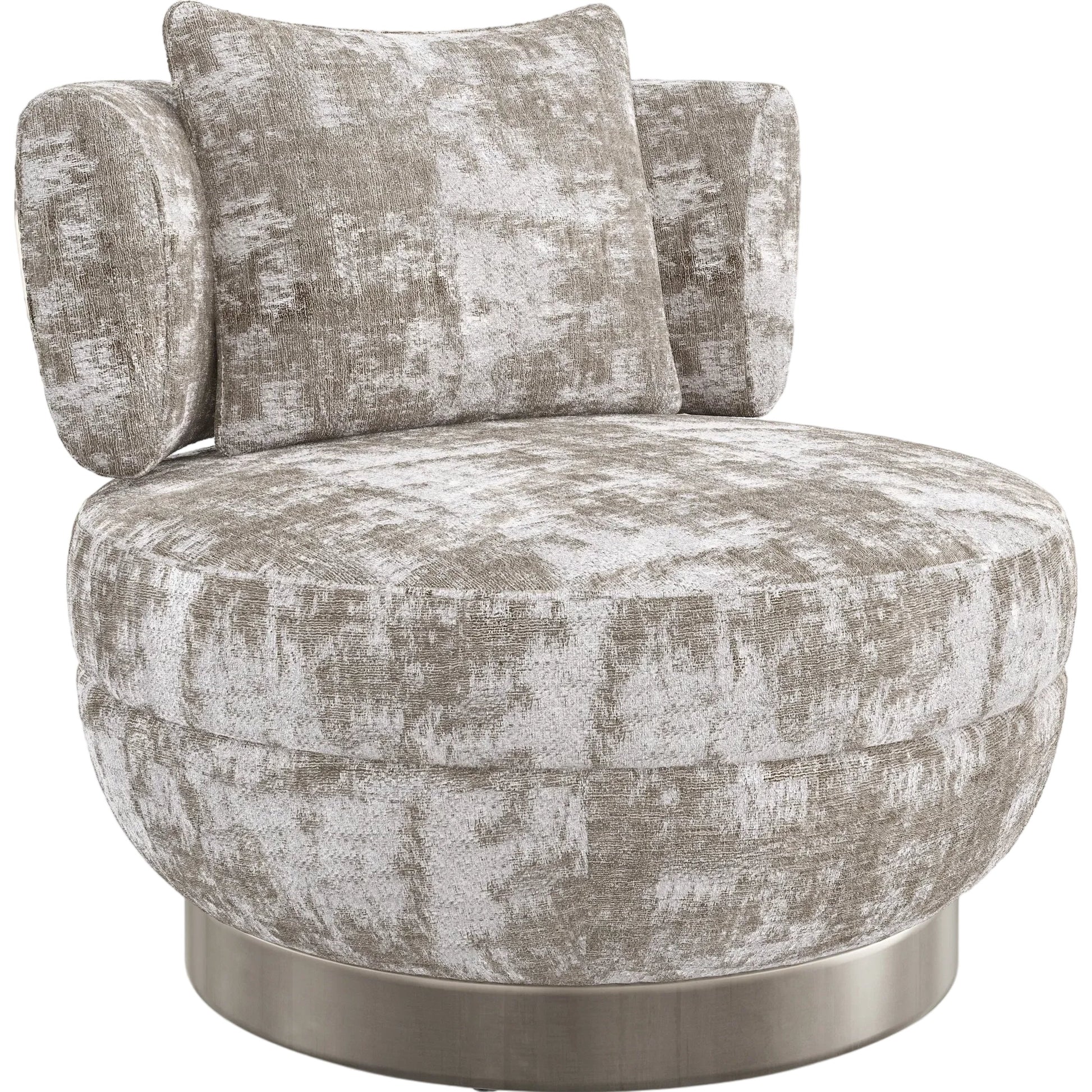 Celeste Swivel Chair by Caracole in whisper of gold, charcoal leaf. Made from birch, metal in a modern style.