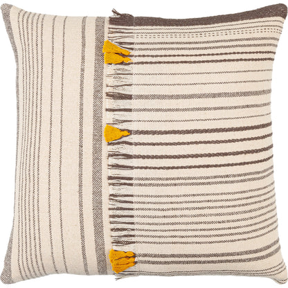 Springville Pillow - 9193 by Surya in cream, tan, dark brown. Made from front: 100% cotton, back: 100% cotton in a transitional style.