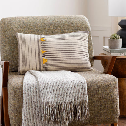 Springville Pillow - 9193 by Surya in cream, tan, dark brown. Made from front: 100% cotton, back: 100% cotton in a transitional style.