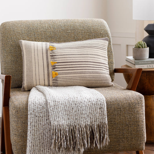 Springville Pillow - 9193 by Surya in cream, tan, dark brown. Made from front: 100% cotton, back: 100% cotton in a unique style.