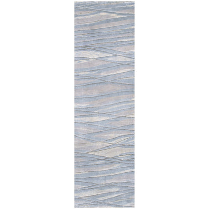 Shibui SH-7406 Indoor/Outdoor Rug by Surya in light blue, light gray, light sage, off-white, brown. Made from 100% semi-worsted new zealand wool in a unique style.