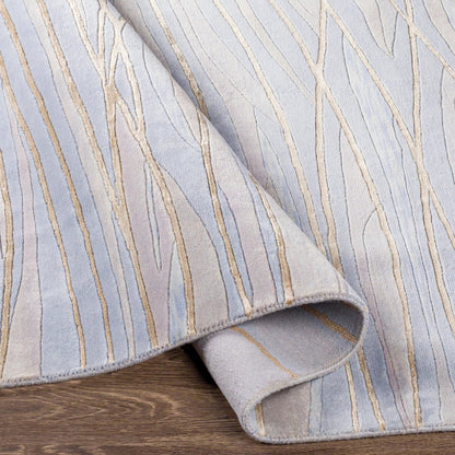 Shibui SH-7406 Indoor/Outdoor Rug by Surya in light blue, light gray, light sage, off-white, brown. Made from 100% semi-worsted new zealand wool in a unique style.