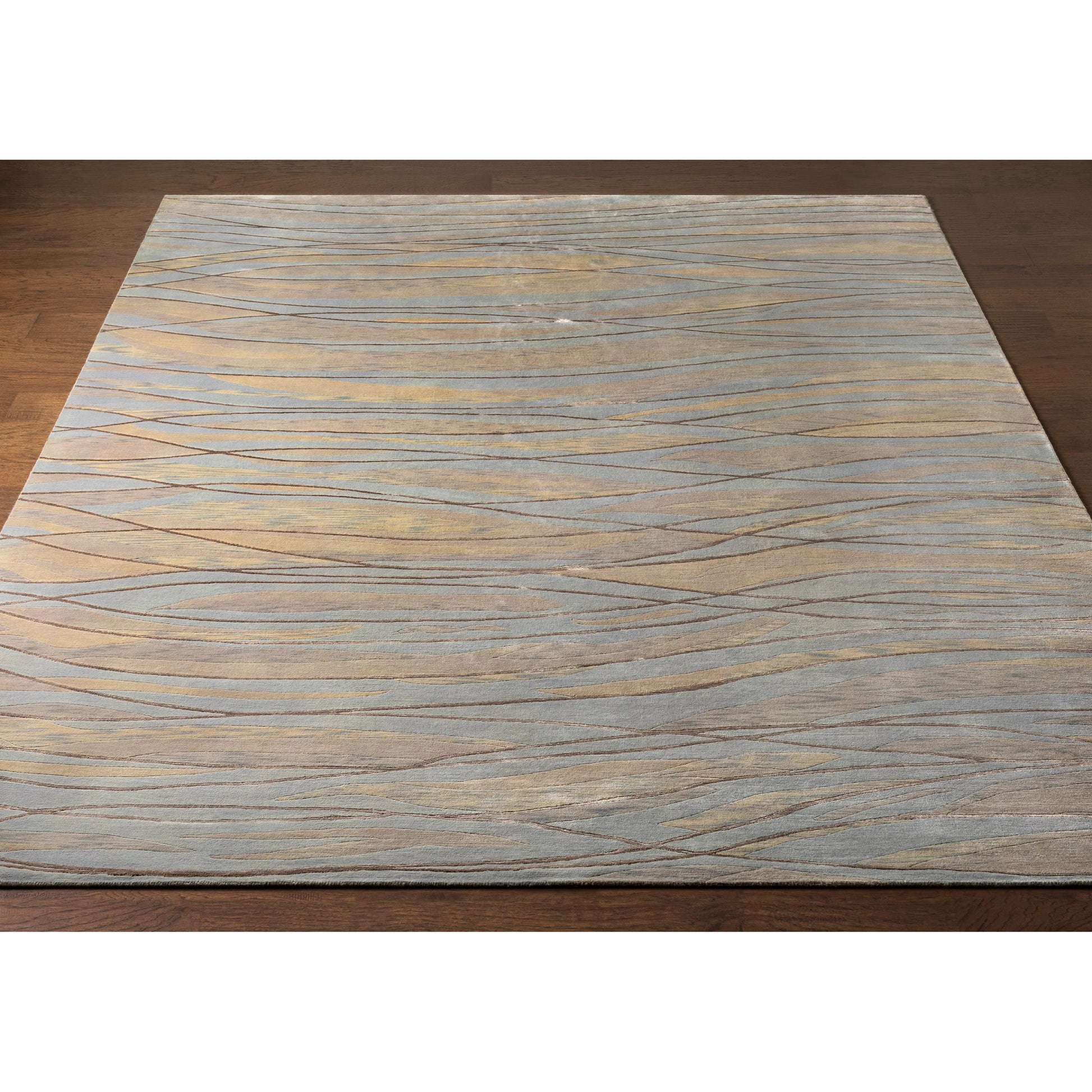 Shibui SH-7406 Indoor/Outdoor Rug by Surya in light blue, light gray, light sage, off-white, brown. Made from 100% semi-worsted new zealand wool in a unique style.