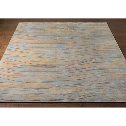 Shibui SH-7406 Indoor/Outdoor Rug by Surya in light blue, light gray, light sage, off-white, brown. Made from 100% semi-worsted new zealand wool in a unique style.