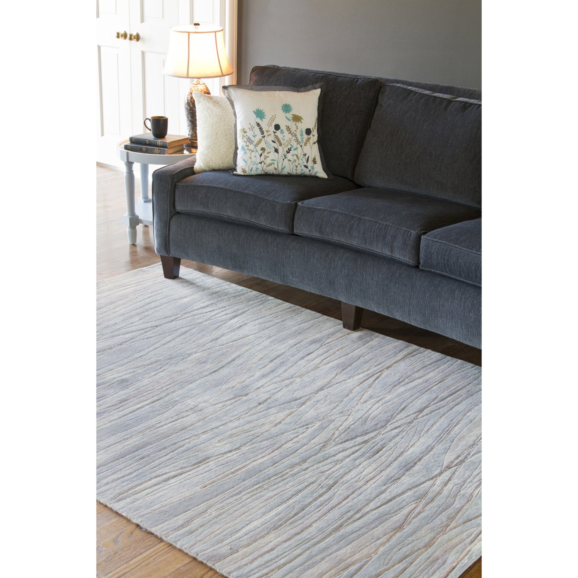 Shibui SH-7406 Indoor/Outdoor Rug by Surya in light blue, light gray, light sage, off-white, brown. Made from 100% semi-worsted new zealand wool in a unique style.