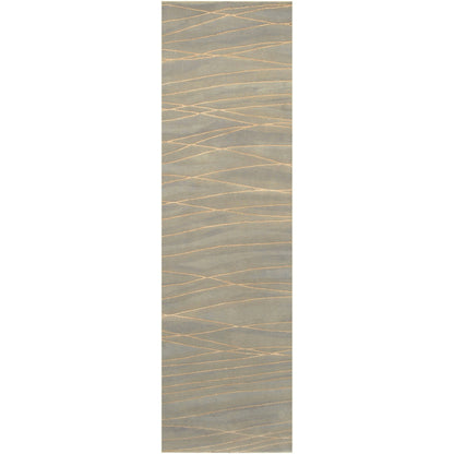 Shibui SH-7406 Indoor/Outdoor Rug by Surya in light blue, light gray, light sage, off-white, brown. Made from 100% semi-worsted new zealand wool in a unique style.