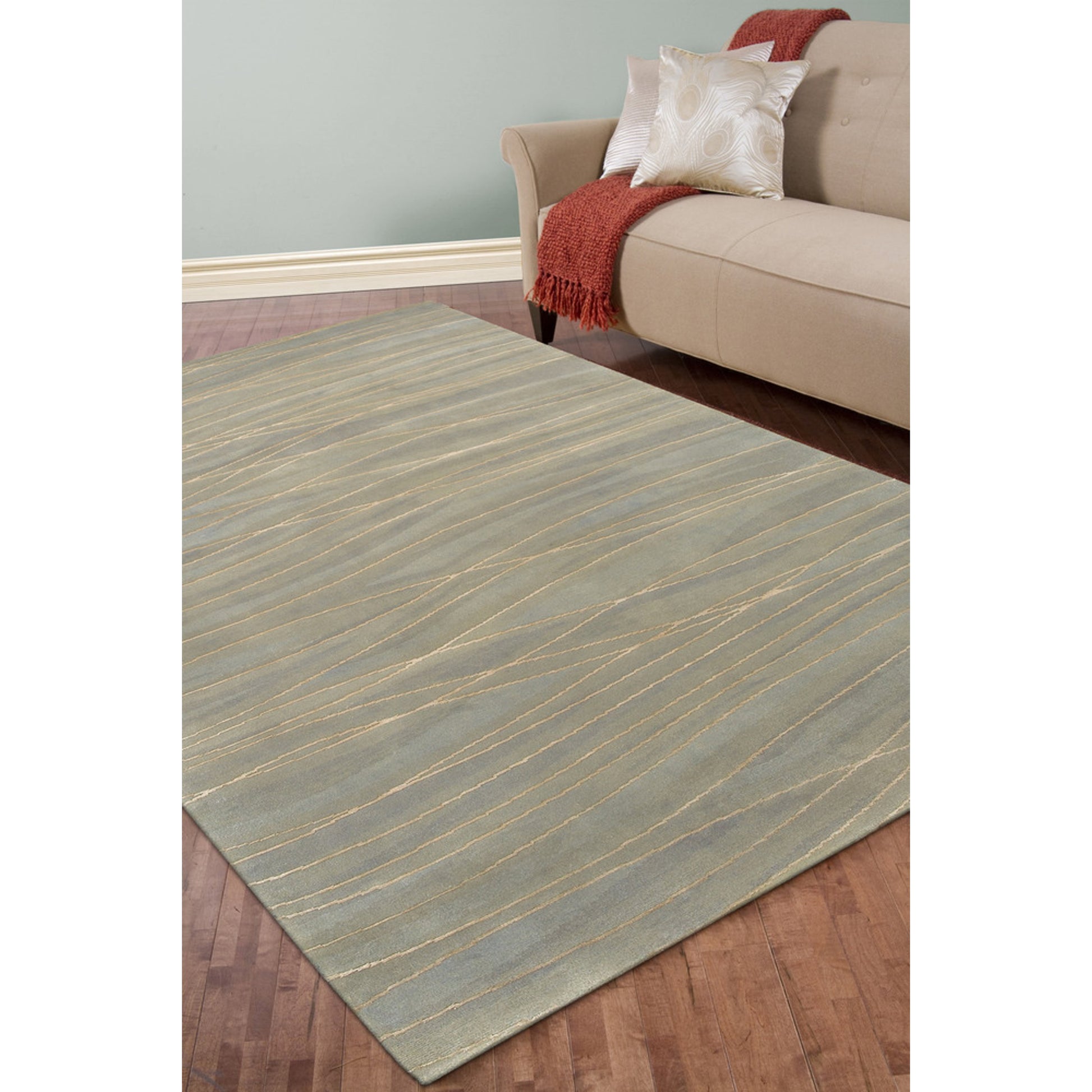 Shibui SH-7406 Indoor/Outdoor Rug by Surya in light blue, light gray, light sage, off-white, brown. Made from 100% semi-worsted new zealand wool in a unique style.
