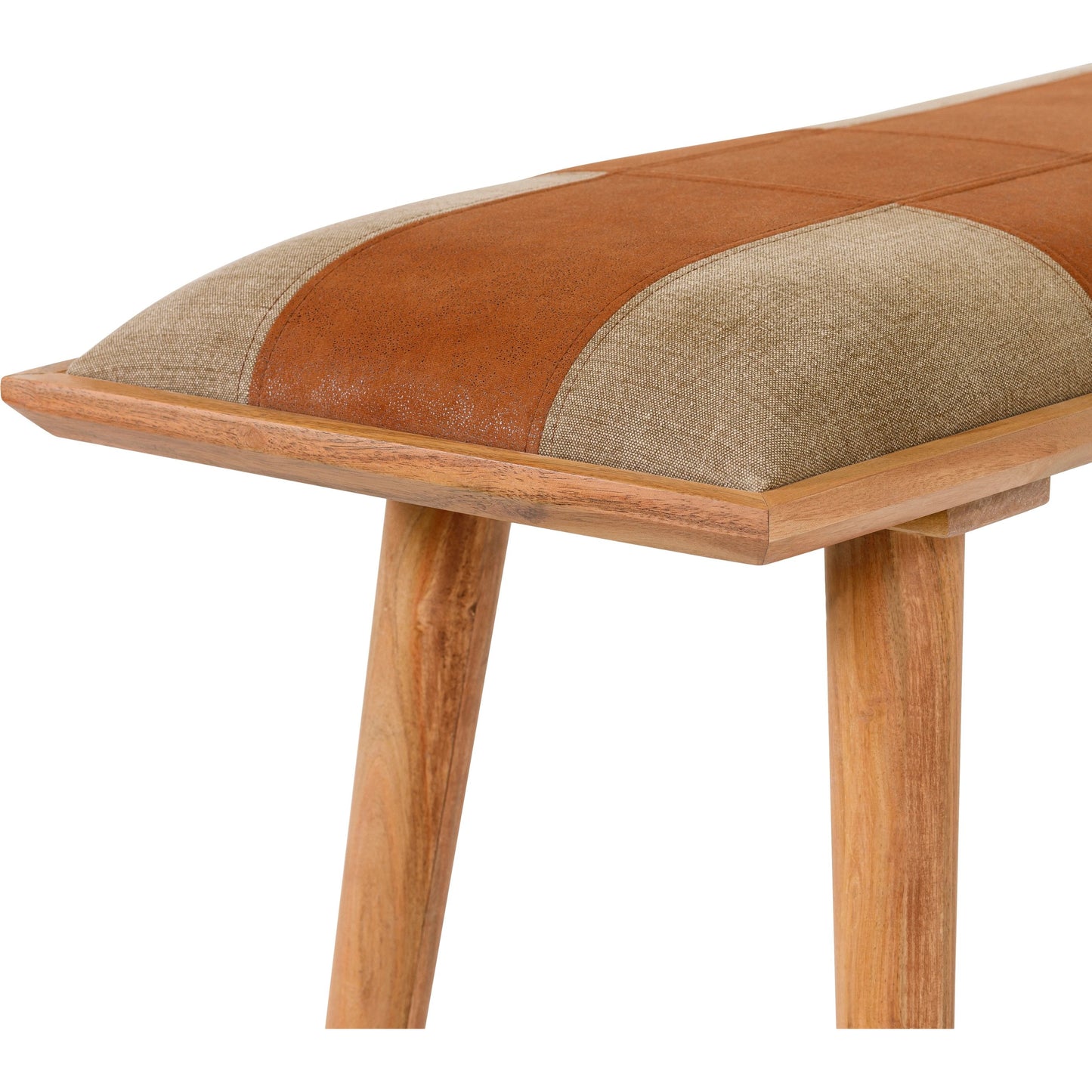 003 SI-1889999 | Closeup | Sacsha - 30225 by Livabliss in brown, light beige. Made from cotton, faux leather, 100% manufactured wood, 100% wood in a rustic style.
