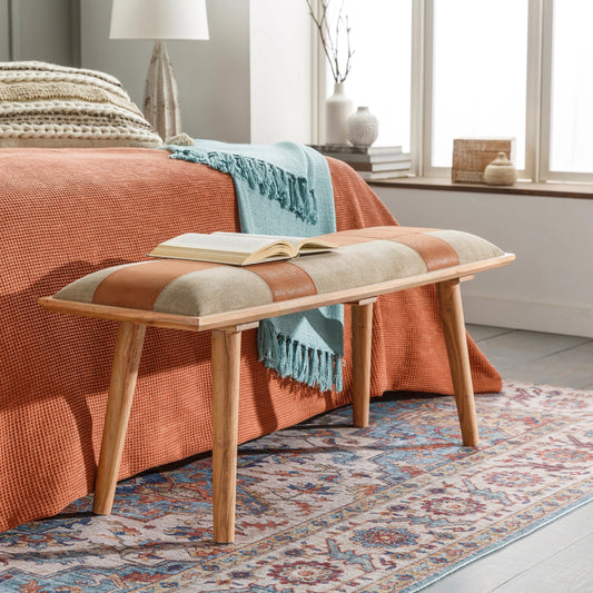 Sacsha - 30225 by Livabliss in brown, light beige. Made from cotton, faux leather, 100% manufactured wood, 100% wood in a rustic style.