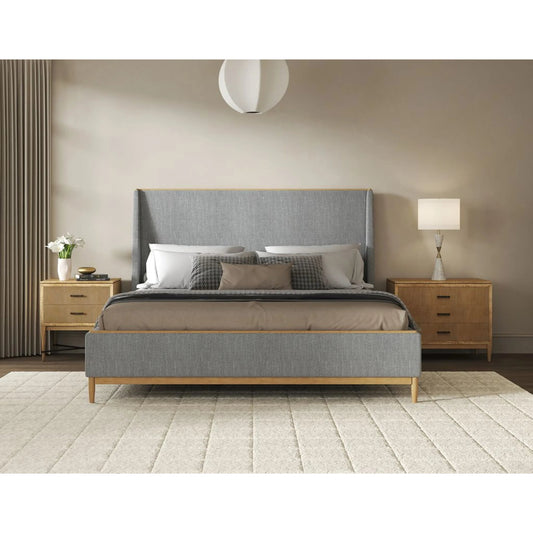 Loft Upholstered Bed by A.R.T. Furniture in gray and natural maple. Made from poplar, rubberwood in a unique style.