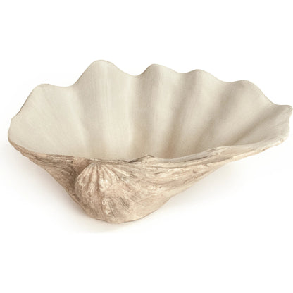 Tridacna Half Shell Bowl by Zentique in off-white, taupe. Made from resin in a transitional style.