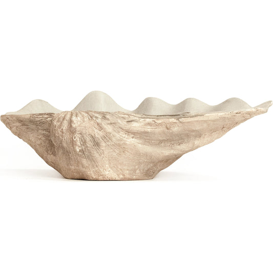 Tridacna Half Shell Bowl by Zentique in off-white, taupe. Made from resin in a unique style.