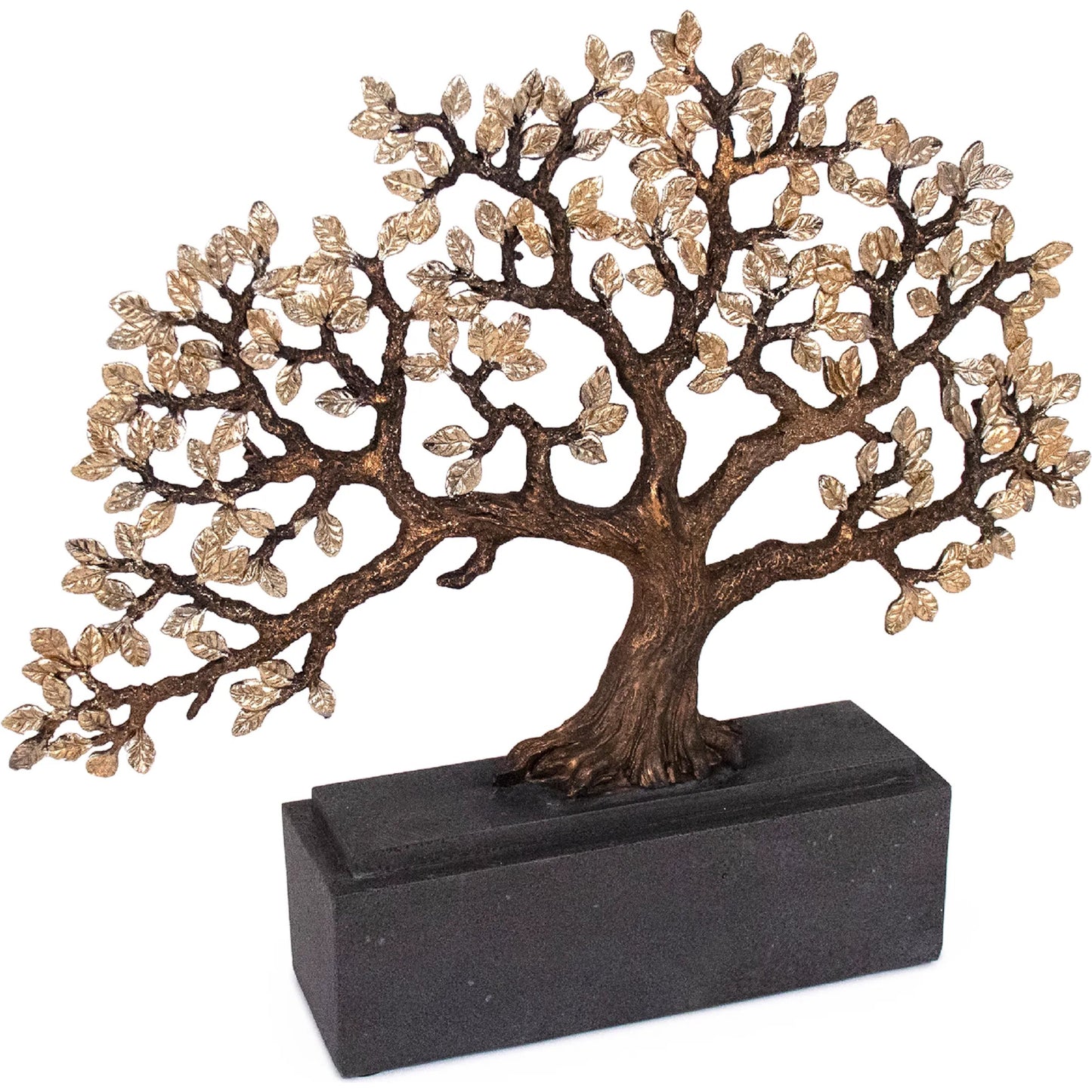 001 SI-2448980 | Primary Silo | Tree Decor by Zentique in gold leaf, distressed bronze, distressed black. Made from resin in a modern style.