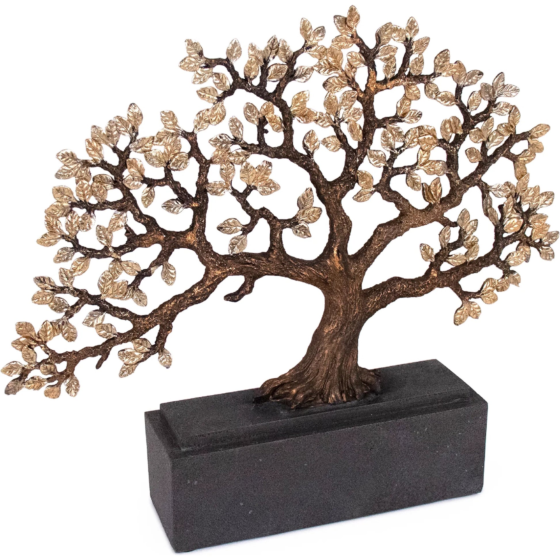 Tree Decor by Zentique in gold leaf, distressed bronze, distressed black. Made from resin in a modern style.