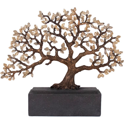 Tree Decor by Zentique in gold leaf, distressed bronze, distressed black. Made from resin in a modern style.