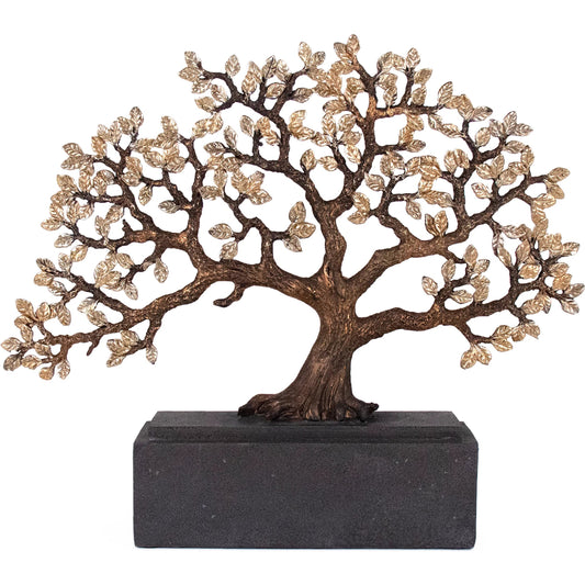 Tree Decor by Zentique in gold leaf, distressed bronze, distressed black. Made from resin in a unique style.