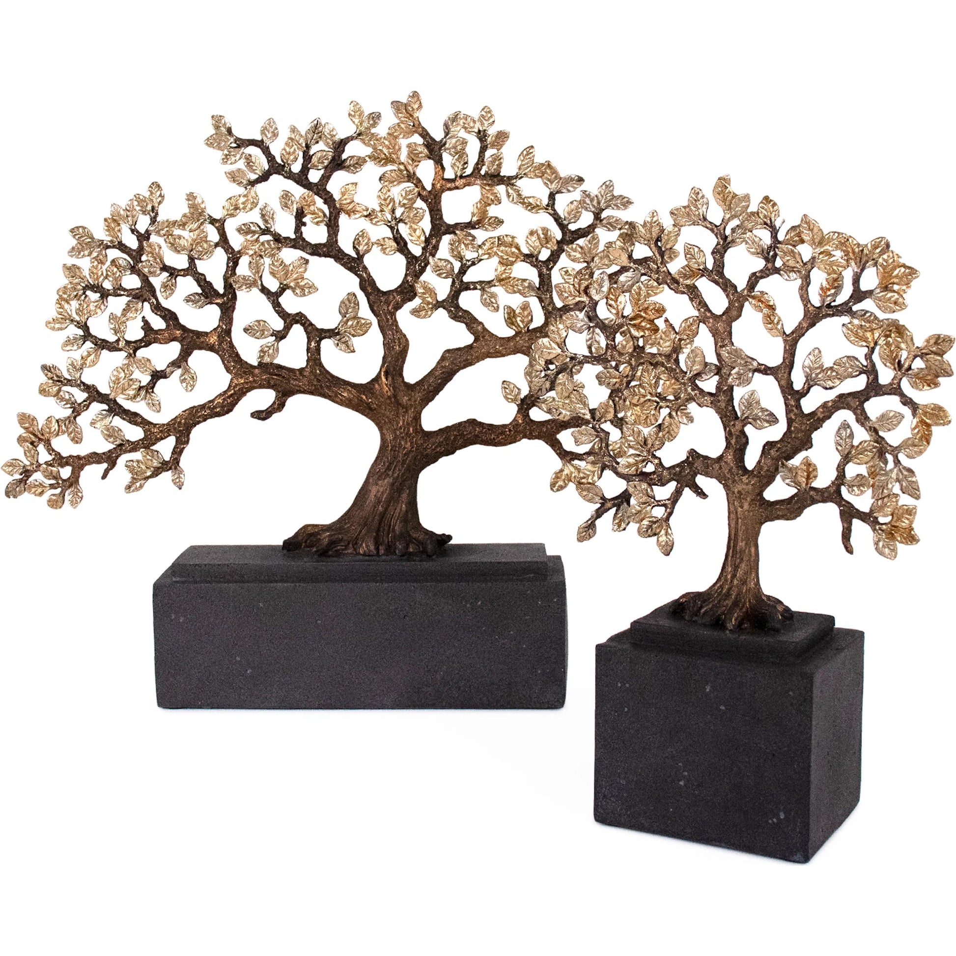 Tree Decor by Zentique in gold leaf, distressed bronze, distressed black. Made from resin in a modern style.