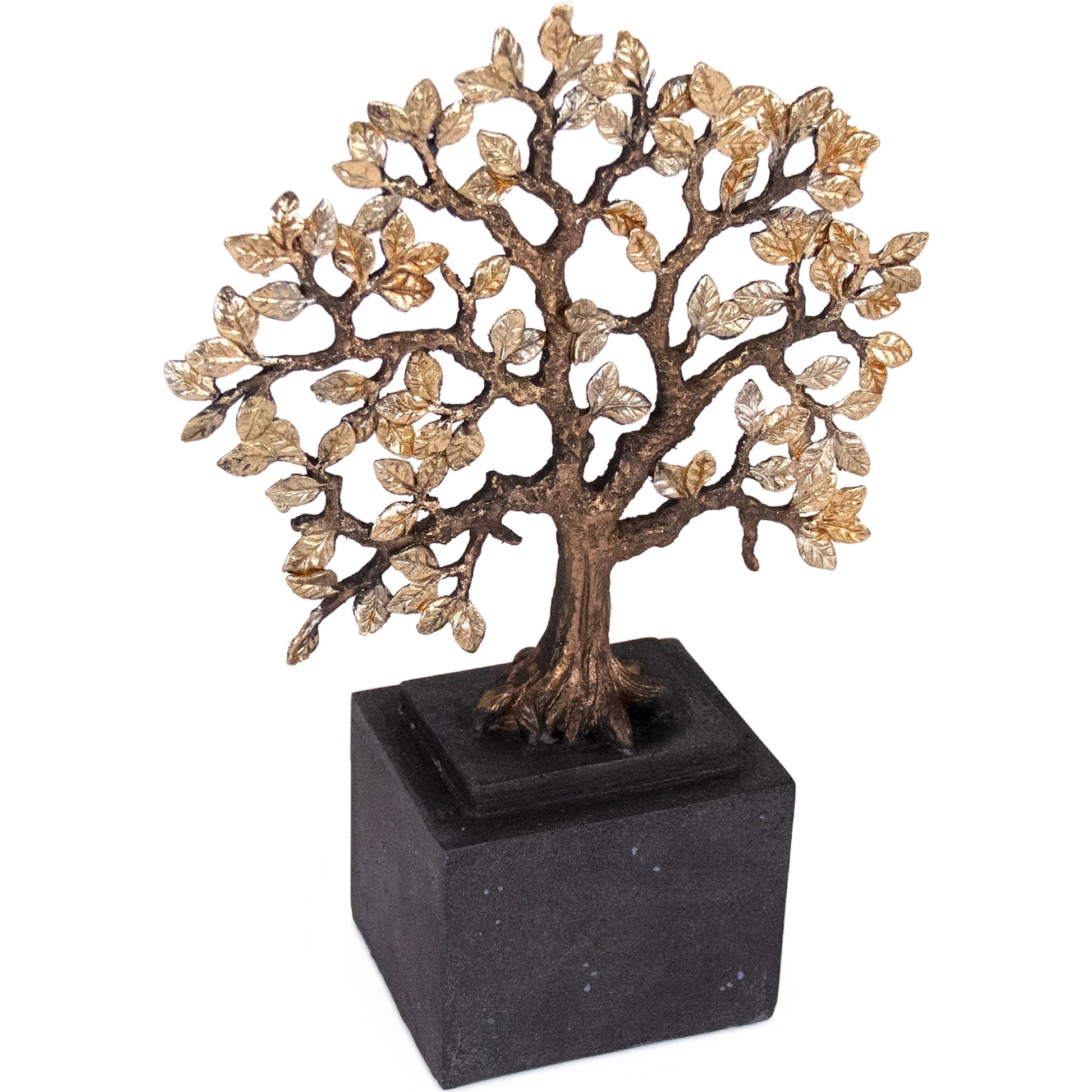 Tree Decor by Zentique in gold leaf, distressed bronze, distressed black. Made from resin in a modern style.
