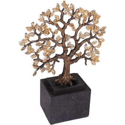 Tree Decor by Zentique in gold leaf, distressed bronze, distressed black. Made from resin in a modern style.