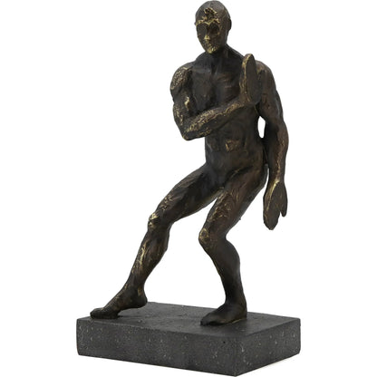 Pushing Men Bookends by Zentique in rustic dark bronze. Made from resin in a unique style.