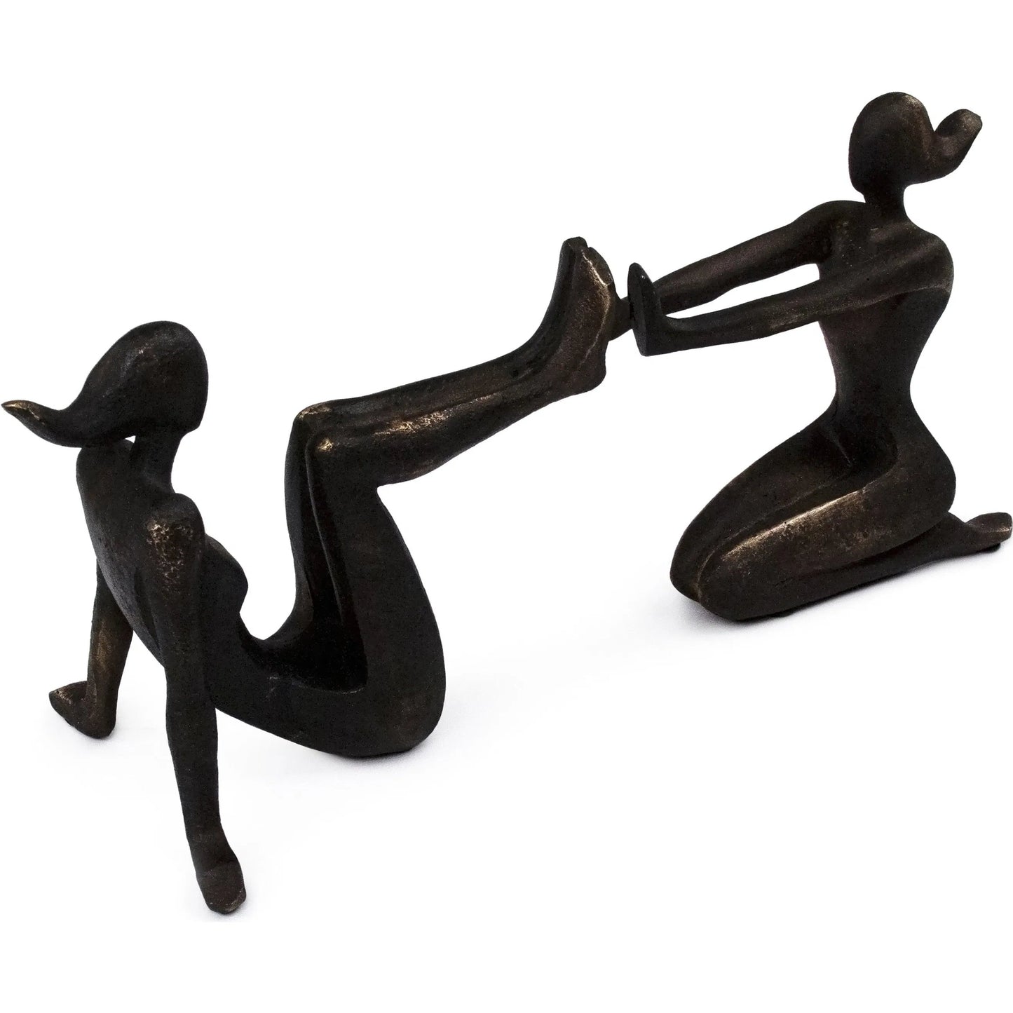 004 SI-2448939 | Additional Silo | Pushing Women Bookends by Zentique in rustic dark bronze. Made from resin in a modern style.