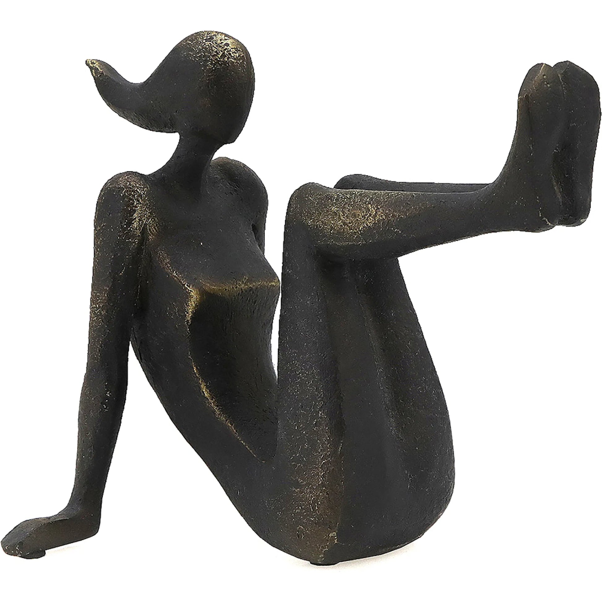 Pushing Women Bookends by Zentique in rustic dark bronze. Made from resin in a modern style.