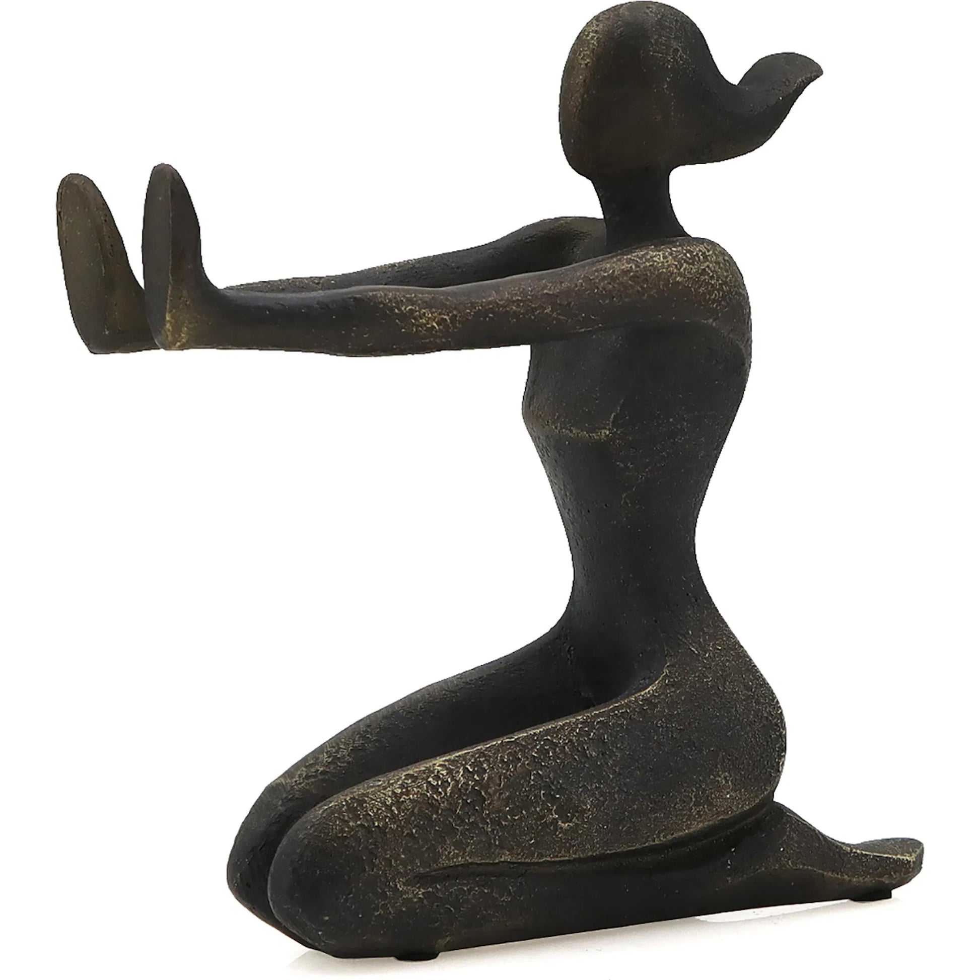 Pushing Women Bookends by Zentique in rustic dark bronze. Made from resin in a modern style.