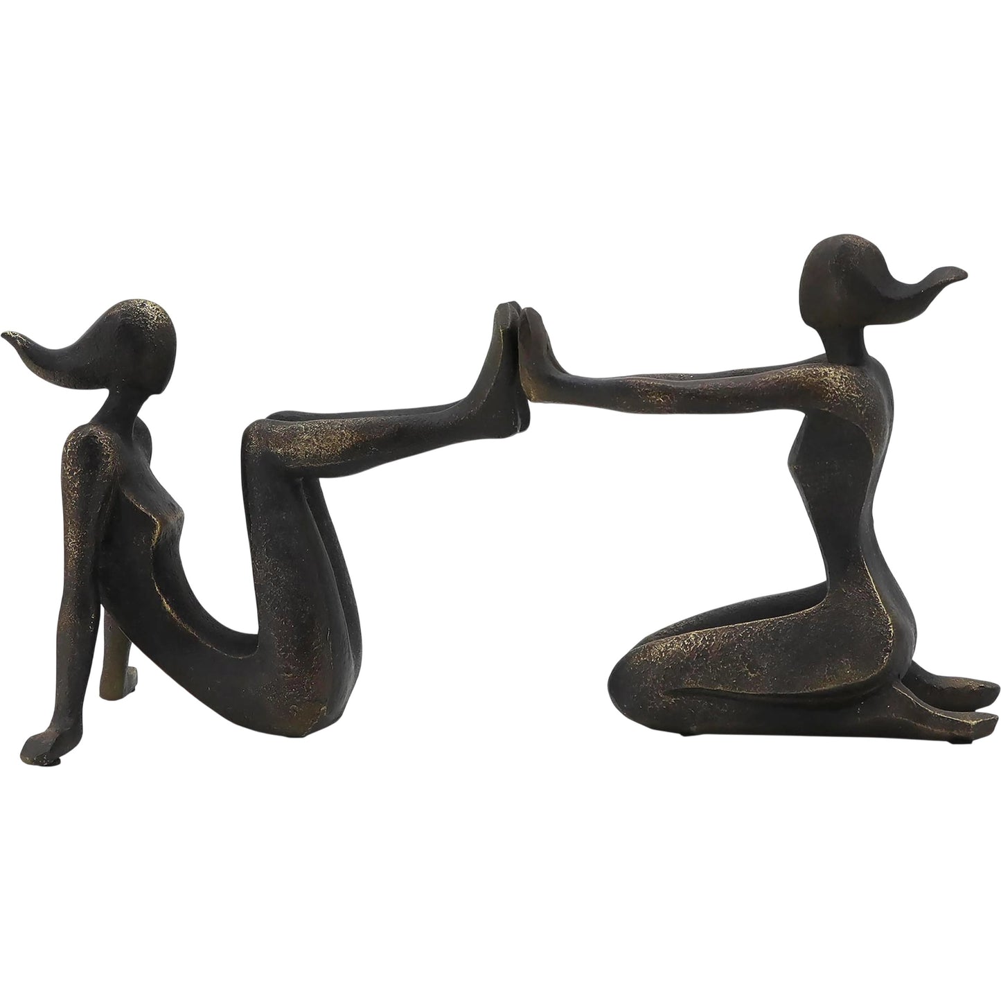 000 SI-2448939 | Primary Silo | Pushing Women Bookends by Zentique in rustic dark bronze. Made from resin in a modern style.