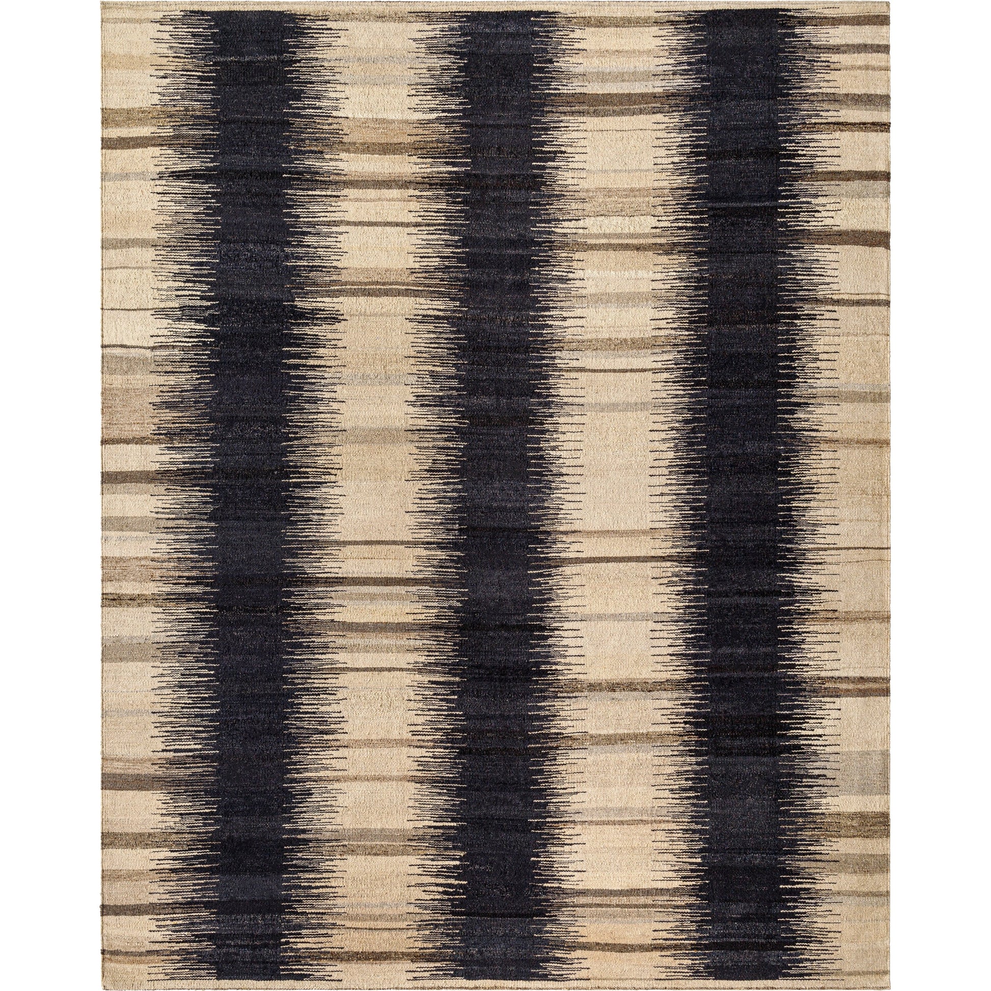 STOCKHOLM SHM-2302 Rug by Surya in midnight blue, charcoal, taupe, ivory. Made from face: 80% wool, 20% cotton, warp: 20% cotton in a unique style.