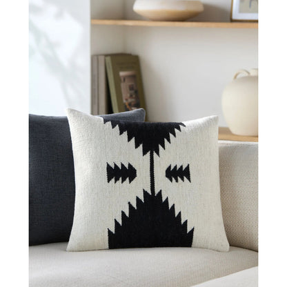 Shiprock Pillow - 32292 by Livabliss in black, cream. Made from 80% wool, 20% cotton, 100% cotton in a eclectic & global style.