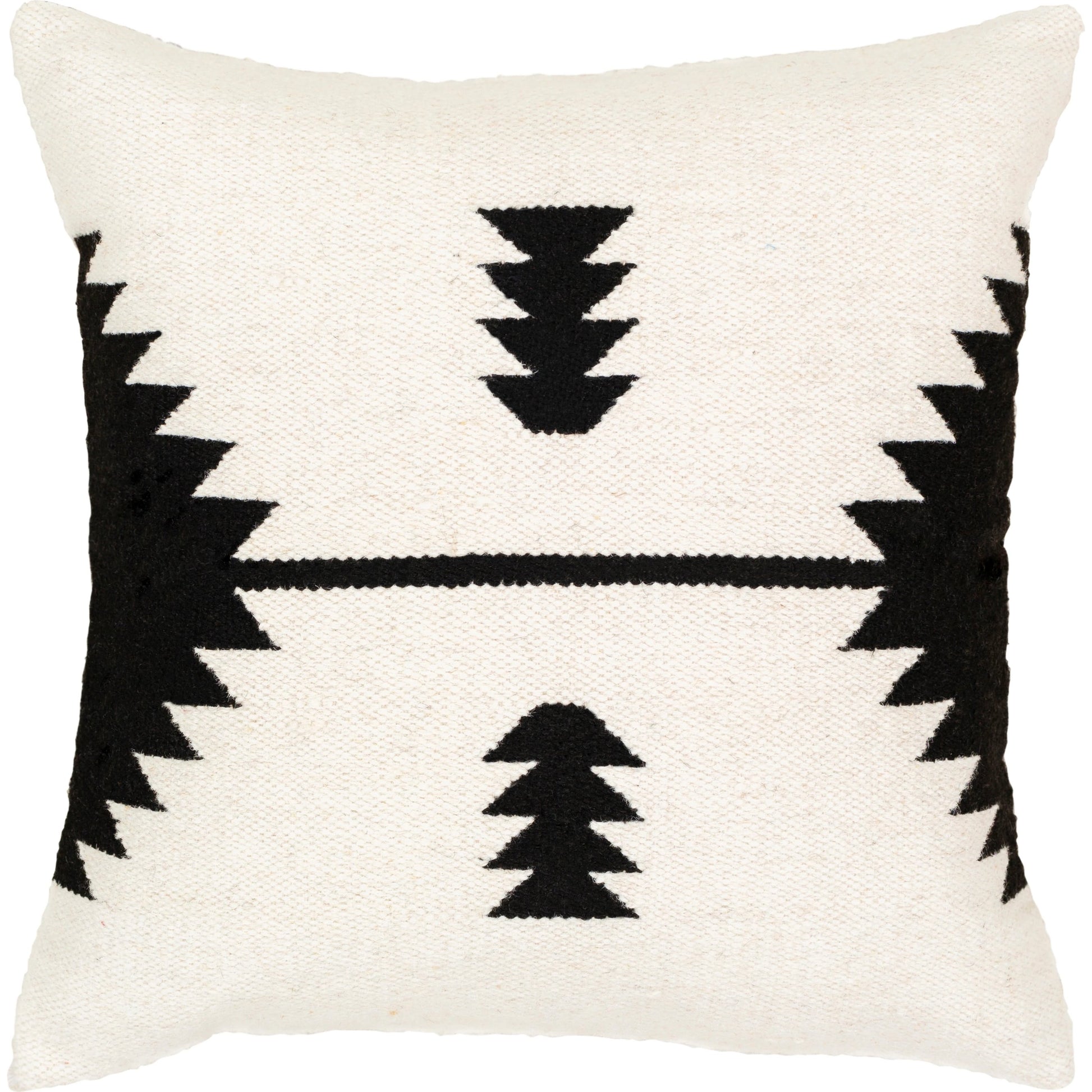 Shiprock Pillow - 32292 by Livabliss in black, cream. Made from 80% wool, 20% cotton, 100% cotton in a eclectic & global style.