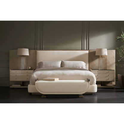 Anthology Bed with Wings by Caracole in gold and dry martini, brushed gold paint, brushed gold. Made from beech, koto in a transitional style.