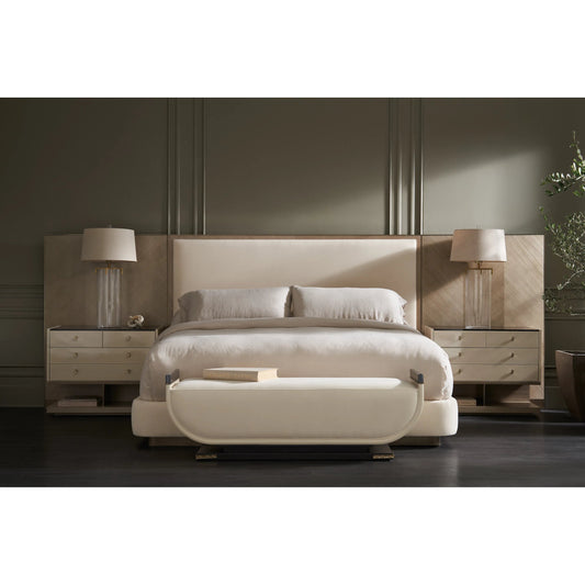 Anthology Bed with Wings by Caracole in gold and dry martini, brushed gold paint, brushed gold. Made from beech, koto in a unique style.