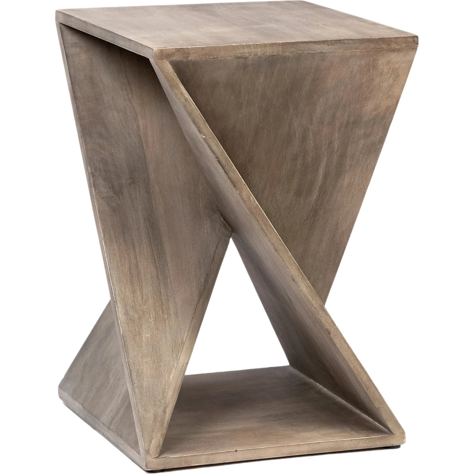 Prado Sculptural Side Table by Arch & Plane in grey, brown and grey wash with acrylic sealed finish. Made from mango wood in a modern style.