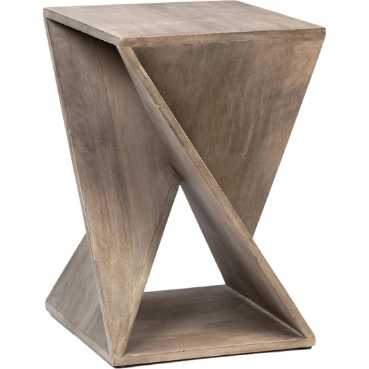 Prado Sculptural Side Table by Arch & Plane in grey, brown and grey wash with acrylic sealed finish. Made from mango wood in a modern style.